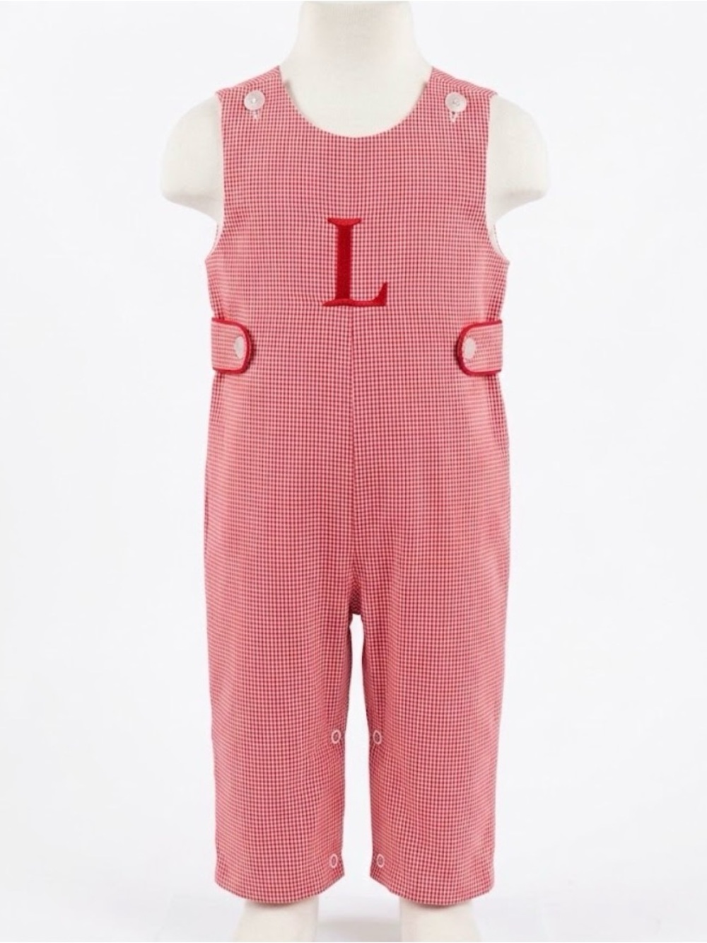 Unbranded Pink Gingham Monogram Kids Romper - Letter L